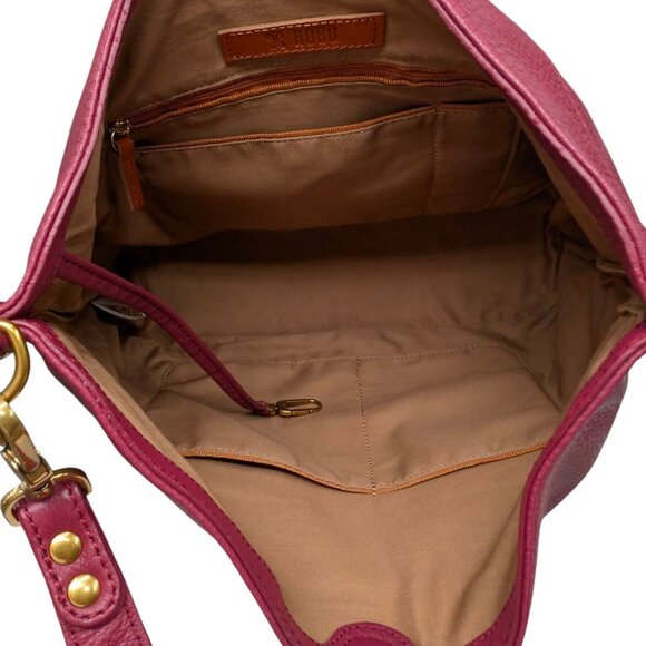 HOBO Pier Shoulder Bag Mulberry Glaze Pebbled Leather Convertible Crossbody - Picture 8 of 16